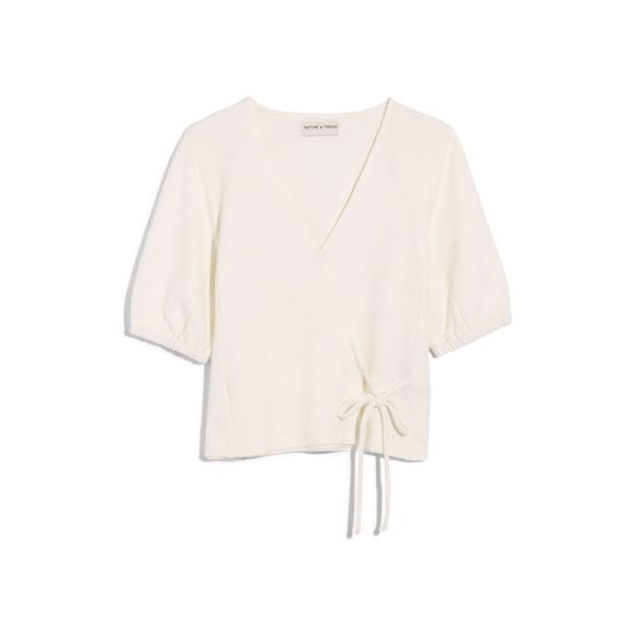 Madewell Tops - Madewell Texture Thread Puff Sleeve Wrap Top Ivory